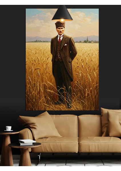 Buğday Tarlası Mustafa Kemal Atatürk Dekoratif Kanvas - Mdf Ahşap Tablo fırsatları