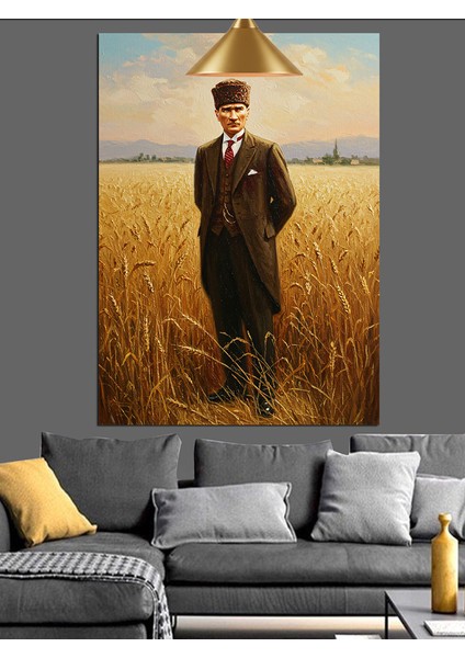 Buğday Tarlası Mustafa Kemal Atatürk Dekoratif Kanvas - Mdf Ahşap Tablo indirimleri