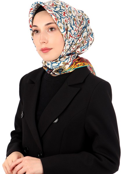 Turkuaz Sarmaşık Desen Sura Ipek Eşarp