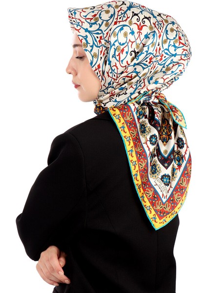 Turkuaz Sarmaşık Desen Sura Ipek Eşarp fiyatları