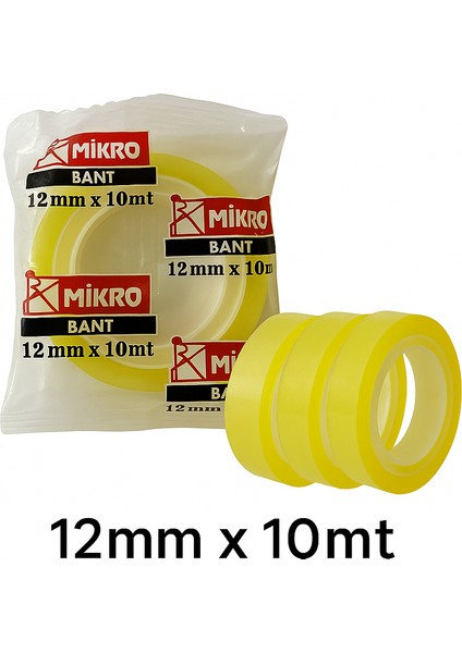Para Bandı 12MM x 10MT – 3’lü Adet Şeffaf Yapışkan Bant modelleri