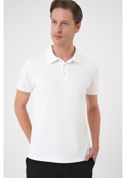 Comfort Fit Polo Yaka Esnek Pamuk Casuel Ekru Tişört Ts 886 indirimleri