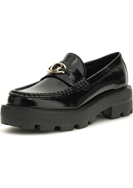 Kadın Yanika Rugan Kalın Tabanlı Makosen - Siyah