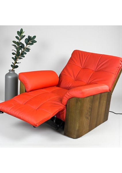 TV Koltuğu Berlin Elektrikli Kontrol Panelli Sırt Dayanağı Kontrol Panelli Ergonomik Kırmızı Deri Dekoratif Baba Koltuğu modelleri