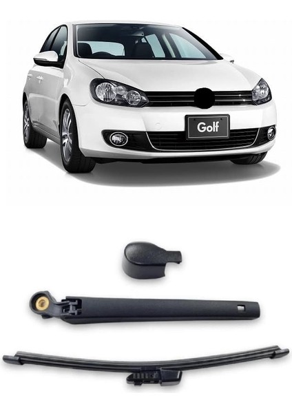 Volkswagen Golf 6 Mk6 2008-2012 Arka Cam Silecek Kolu ve Süpürgesi Kapak Takım 5K6955707