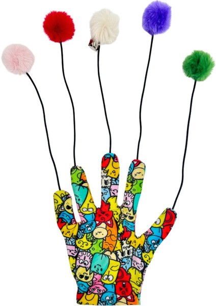 Sihirli Eldiven Ponponlu Kedi Oltası – Kedi Desenli Sesli Kedi Oyuncağı