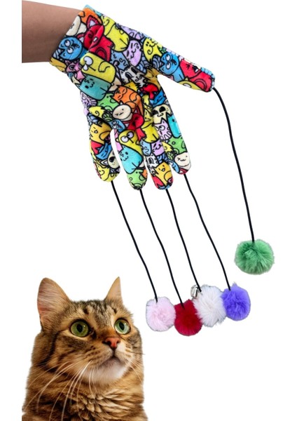 Sihirli Eldiven Ponponlu Kedi Oltası – Kedi Desenli Sesli Kedi Oyuncağı fiyatları