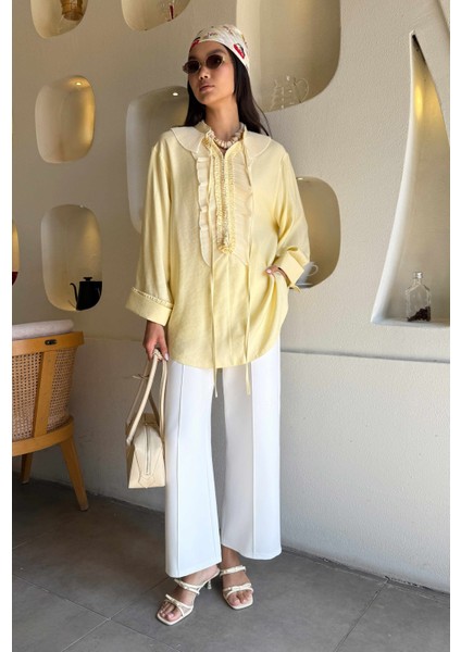 Pilise Detaylı Bluz Soft Sarı