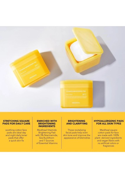 Vitamide Brightening Toner Pad 100'LÜ Refill Kutusuz Vitamide Parlatıcı Tonik Pedler indirimleri