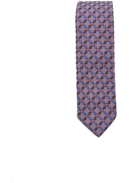 Mavi Siyah Desenli Slim Kravat