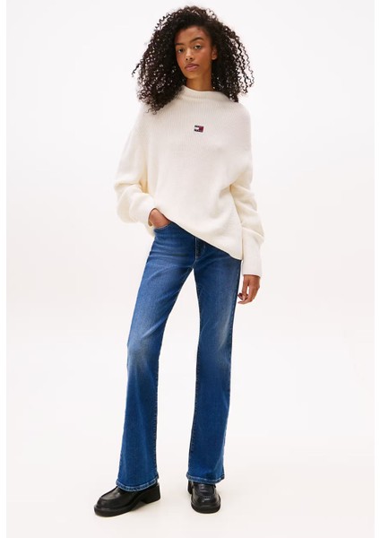 Kadın Yarım Balıkçı Yaka Pamuklu Triko Kazak – Ekru fiyatları