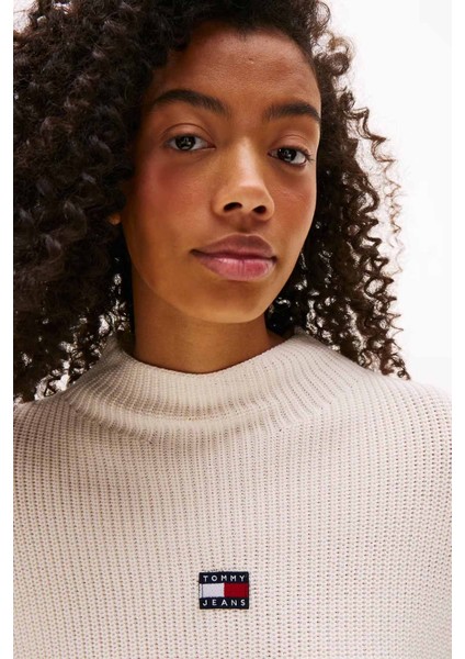 Kadın Yarım Balıkçı Yaka Pamuklu Triko Kazak – Ekru fırsatları