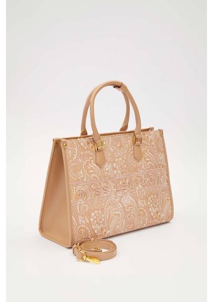 Kahve Baskı Detaylı Büyük El Çantası fiyatları