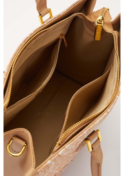 Kahve Baskı Detaylı Büyük El Çantası modelleri