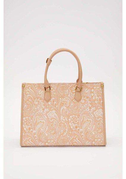 Kahve Baskı Detaylı Büyük El Çantası fırsatları