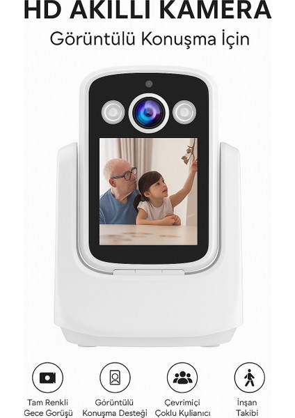 Hd Akıllı Kamera Wi-Fi Destekli, Görüntülü Konuşma Destekli , Gece Görüşü, Insan Takibi CR08