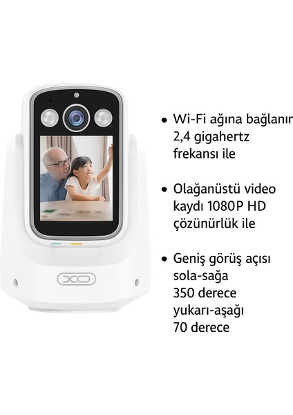Hd Akıllı Kamera Wi-Fi Destekli, Görüntülü Konuşma Destekli , Gece Görüşü, Insan Takibi CR08 fiyatları