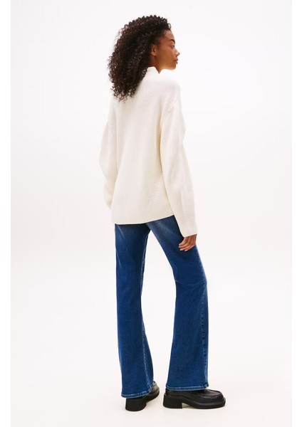 Kadın Yarım Balıkçı Yaka Pamuklu Triko Kazak – Ekru indirimleri