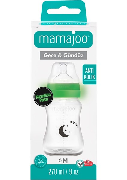 Gece & Gündüz Biberonu 270 ml & Anti-Kolik Biberon Emziği No:2 / M
