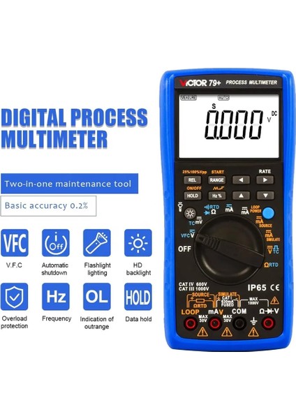 Vıctor 79+ Proses Kalibratör Tc Rtd PT100 CU50 Termokupl Ölçüm Çıkış Fonksiyonlu Multimetre fiyatları