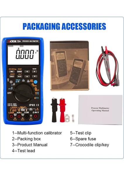 Vıctor 79+ Proses Kalibratör Tc Rtd PT100 CU50 Termokupl Ölçüm Çıkış Fonksiyonlu Multimetre fırsatları