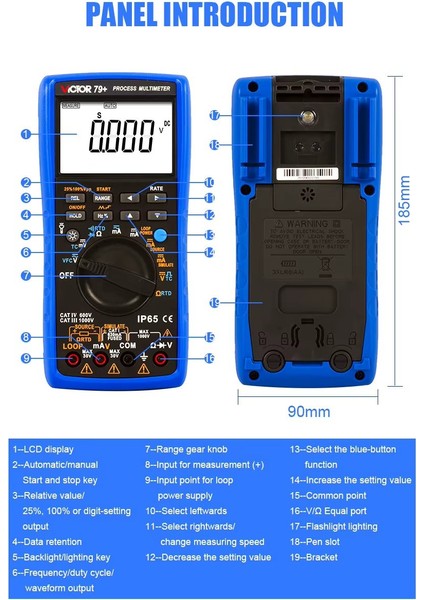 Vıctor 79+ Proses Kalibratör Tc Rtd PT100 CU50 Termokupl Ölçüm Çıkış Fonksiyonlu Multimetre indirimleri