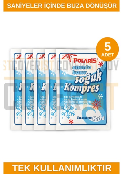 Polaris Anında Soğuk Kompres 5 Adet - Anında Hazır Buz - Tek Kullanımlık