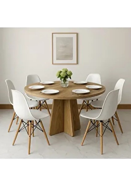 Barberon Yuvarlak Modern Dekoratif Yemek Masası Mutfak Masası