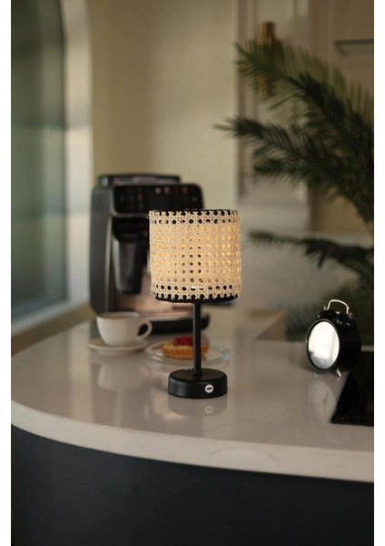 Hazeran & Rattan Masa Üstü Kablosuz Şarjlı Masa Lambası - Alt Uzun Siyah fiyatları