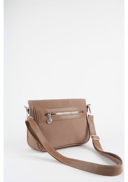 Kadın Zambak Koyu Vizon 3 Bölmeli Astarlı Lacost Deri Fermuar Kapama El Kol ve Omuz Çantası modelleri