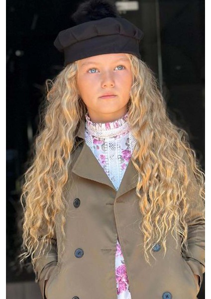 Kız Çocuk Üzeri Dantel Işlemeli Elbise Çift Cep Detaylı Kemerli Yeşil Trençkot fırsatları