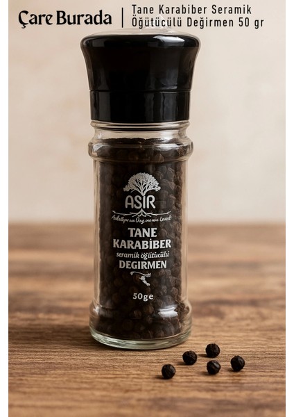 Asır - Tane Karabiber Seramik Öğütücülü Değirmen 50 gr