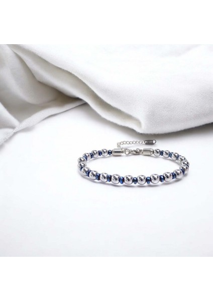 Mestore Gümüş ve Mavi Renkli Hematit Ayaranabilir Çelik Zincir Bileklik 31682B10D8 fırsatları