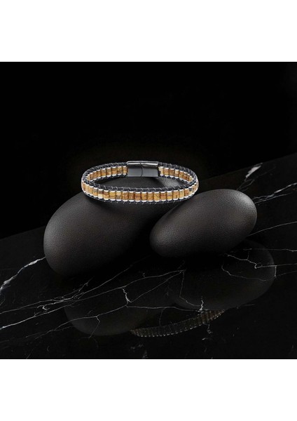Mestore Odun Jasper & Hematit Çelik Örgülü Deri Bileklik 31682B22D8 modelleri