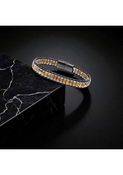 Mestore Odun Jasper & Hematit Çelik Örgülü Deri Bileklik 31682B22D8 fırsatları