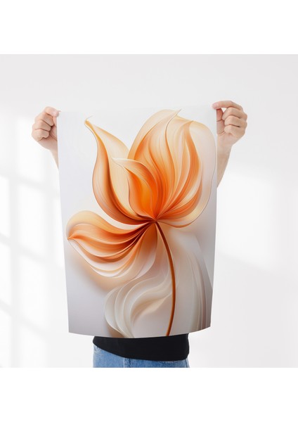 Çerçevesiz Poster , Balkabağı Rengi Çiçek Temalı, Dijital Baskı Çiçek Poster , Ofis, Salon Dekorasyon