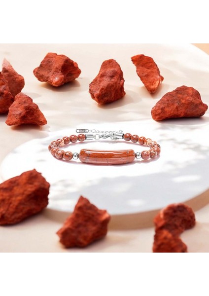 Mestore Kırmızı Jasper Doğaltaş Çelik Halat ve Çelik Klipsli Bileklik 31682B19D5 modelleri
