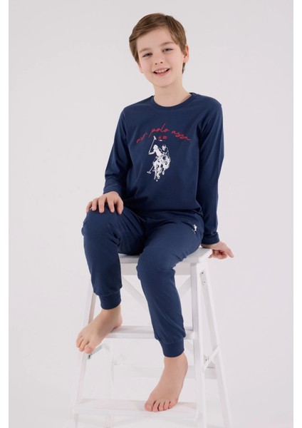 U.s. Polo Assn Uzun Kol Pijama Takım US2233-4 Koyu Indigo