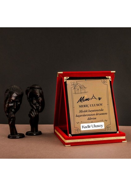 Mimar Temalı Kişiye Özel Plaket - Kadife Kutulu modelleri