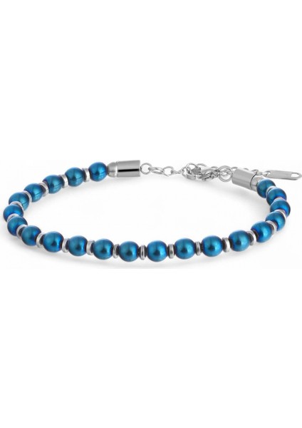 Mestore Mavi Küre Hematit Doğal Taşlı Ayaranabilir Çelik Zincir Bileklik 31682B10D4