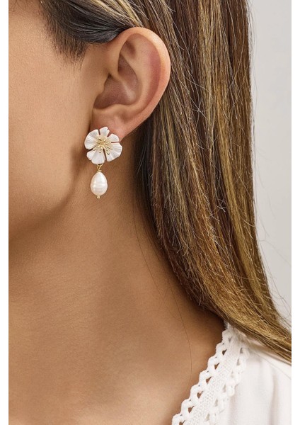 Inci Sallantılı Çiçek Küpe