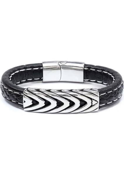 Mestore Çelik ve Deri Bileklik 31681B2D20