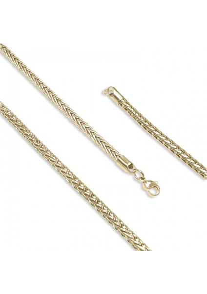 Mestore Oval Kral Bakla Örgülü Çelik Kolye 4mm 3168CEK022