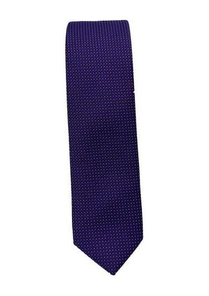Mor Beyaz Nokta Desen Slim Kravat