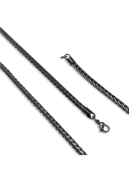 Mestore Oval Kral Bakla Örgülü Çelik Kolye 4mm 3168CEK024