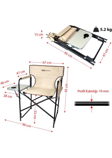 0317 Fonksiyonel Sehpalı Kamp Sandalyesi - Bej fiyatları