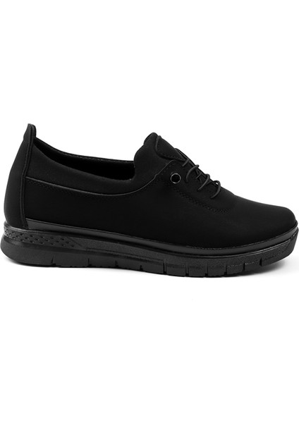 Kadın Siyah Süet Ortopedik Anne Ayakkabısı - Rahat Kaymaz Taban, Bağcıklı Günlük Yürüyüş Ayakkabısı fırsatları