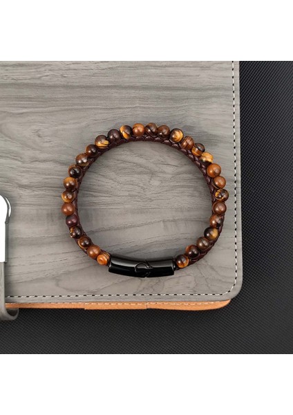 Mestore Kaplan Gözü Doğaltaş Deri Erkek Bileklik 31682B7D8 fiyatları