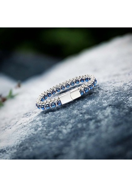 Mestore Çelik Zincirli Mavi ve Gümüş Hematit Bileklik 31682B21D6 indirimleri