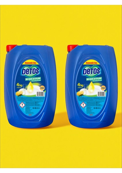 Detos 2 Adet 4000 ml Limon Özlü Elde Yıkama Bulaşık Deterjanı